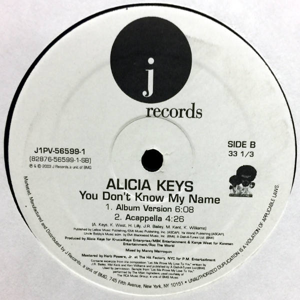 Keys, Alicia - You Don't Know My Name -  Music