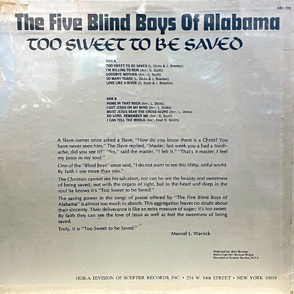 Five Blind Boys Of Alabama-Too Sweet To Be Saved_2